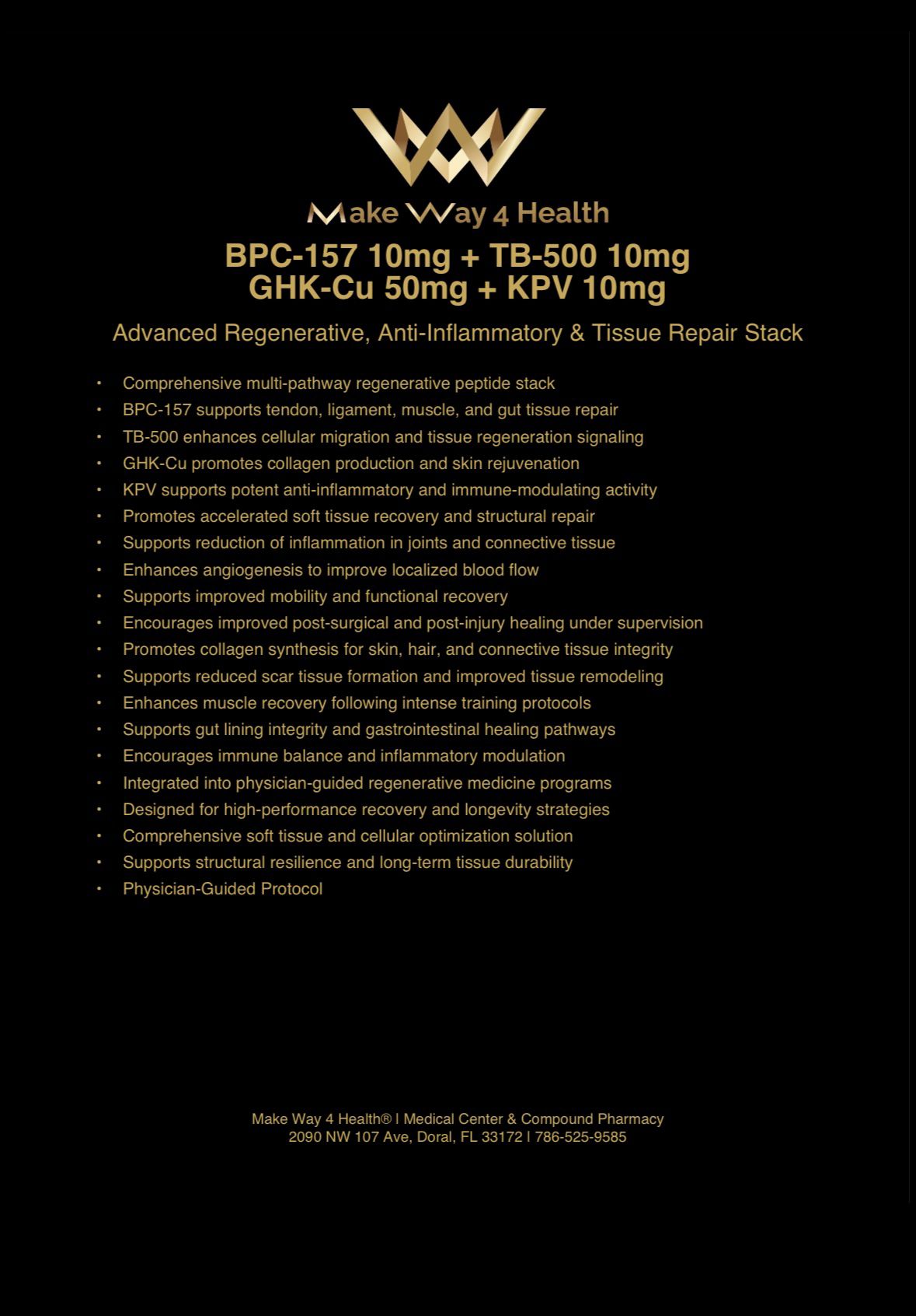 Regenerative Peptide Stack (BPC-157 + TB-500 + GHK-Cu + KPV)