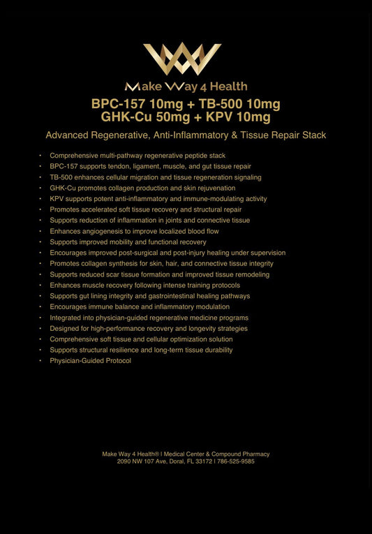 Regenerative Peptide Stack (BPC-157 + TB-500 + GHK-Cu + KPV)